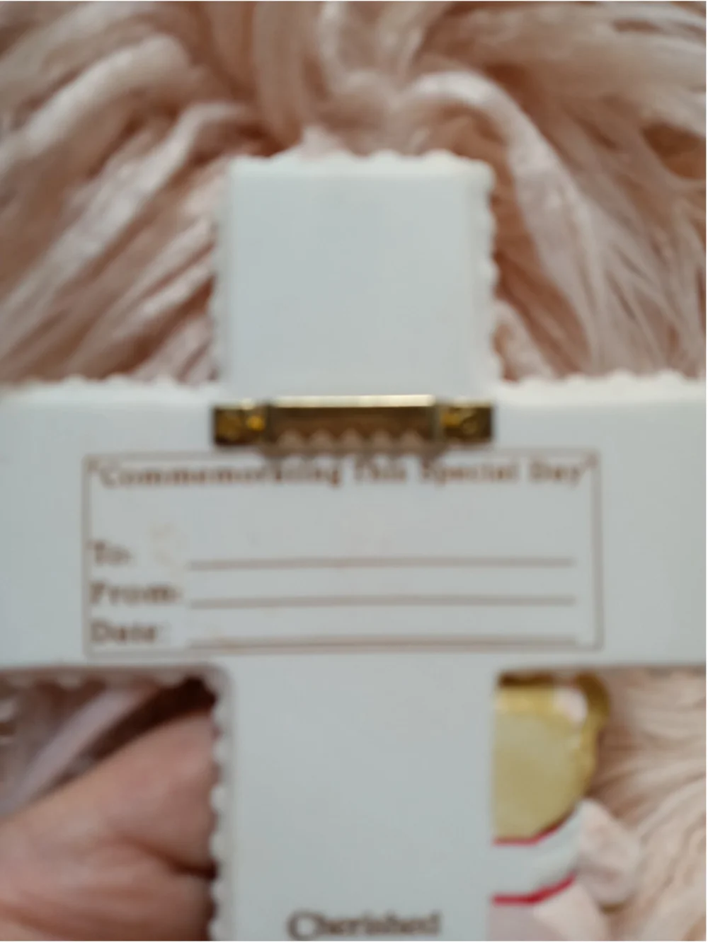 Cherished Teddies Girl's First Communion Cross Holy Bible Hanging Figurine 2003